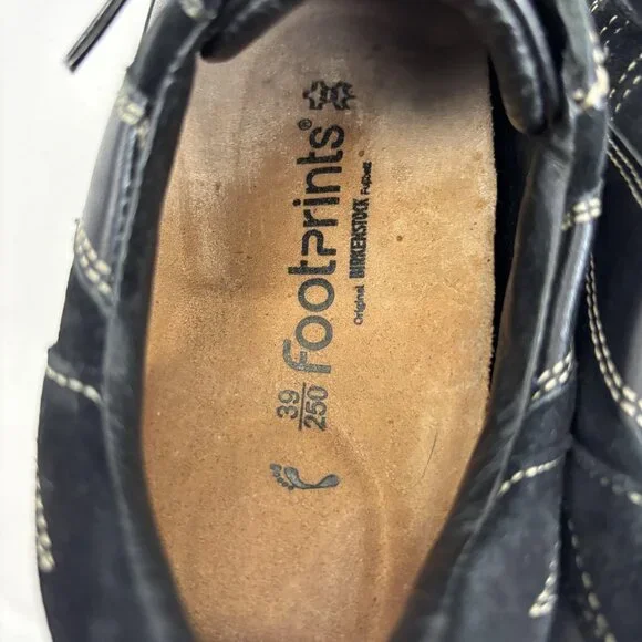 Birkenstock Footprints Leather Lace Up Walking Shoes Womens 8 39 Black Sneakers - Picture 11 of 12